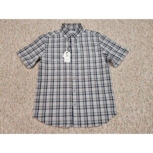 Ascend Shirt Men Medium Grey Plaid Button Down Outdoors Hiking Camping Fishing